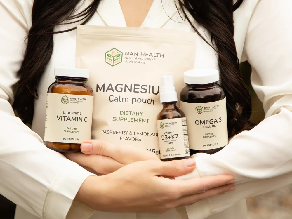 Витамины NAN Health: витамин C, магний Calm, витамин D3+K2, омега-3
